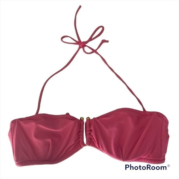 𝅺SHOSHANNA Pink Ruched Bandeau Swimsuit Top Size M/L - Picture 1 of 7